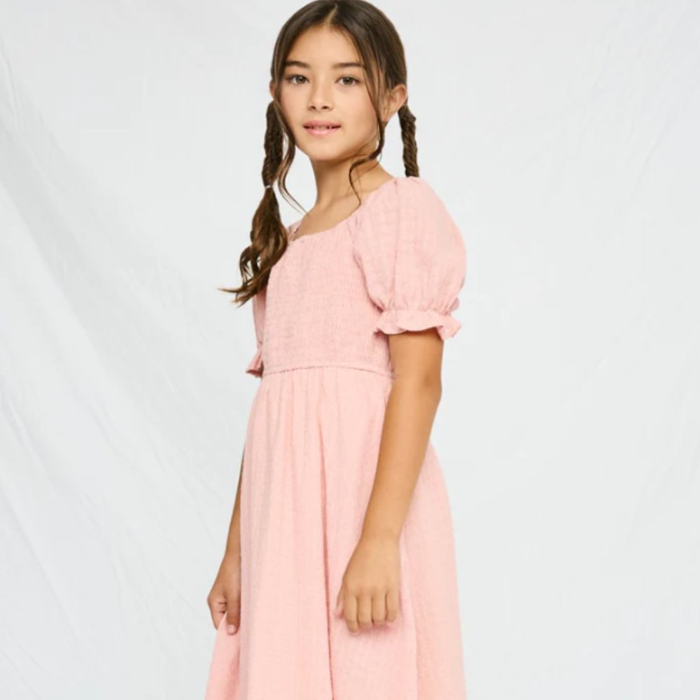 Girls Smocked Bodice Puff Sleeve Midi Dress NWT (Mommy and Me Available)